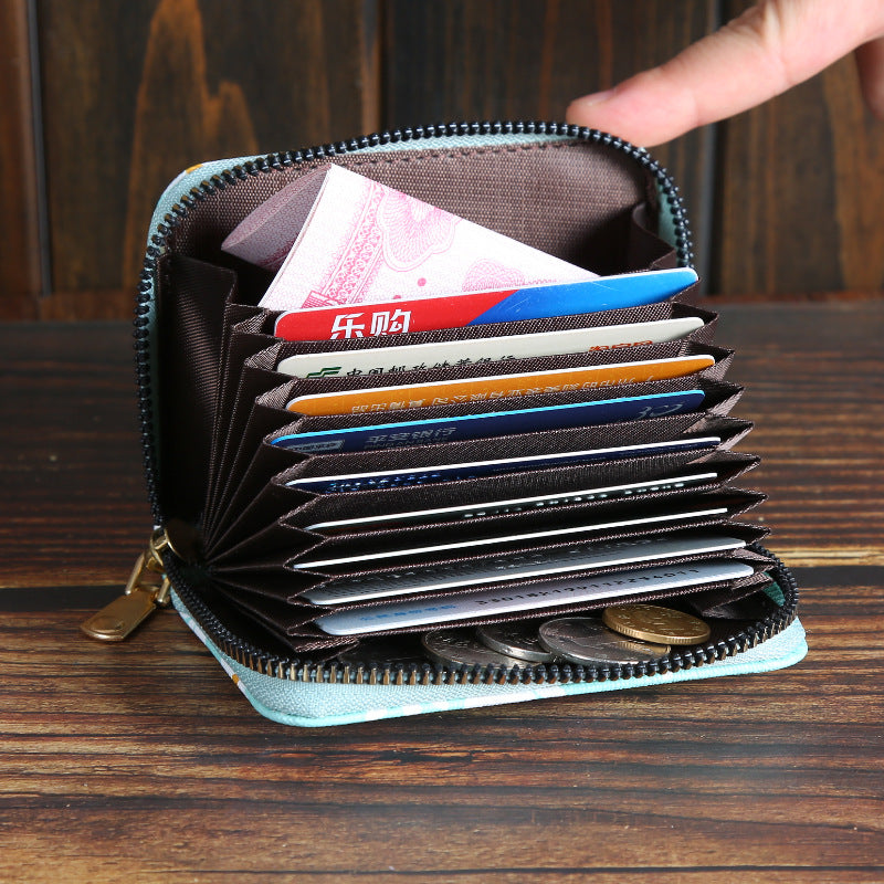 Wholesale Trendy Floral Yellow Women S Accordion Card Holder Large Capacity PU Card Case Fashion Accessory For Gift And Resale