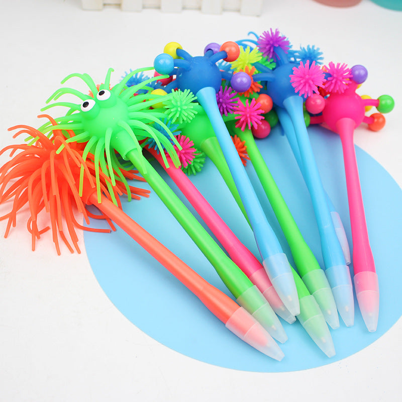 Wholesale Cartoon creative ballpoint pen cute super cute fur ball expression pen