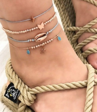 Wholesale Trendy Butterfly Rhinestone 4 Piece Anklet Set Boutique Jewelry Accessory Wedding Gift