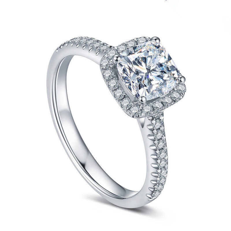 Wholesale Copper Square Zircon Ring European Style Fashion Jewelry for Women Gift