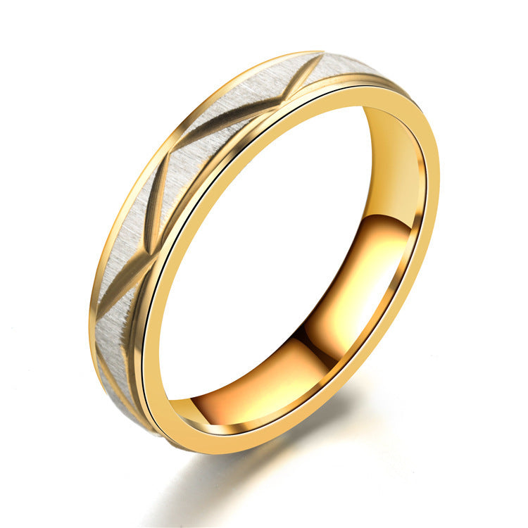 Wholesale Stainless Steel Ring Two-color K-gold Couple Ring