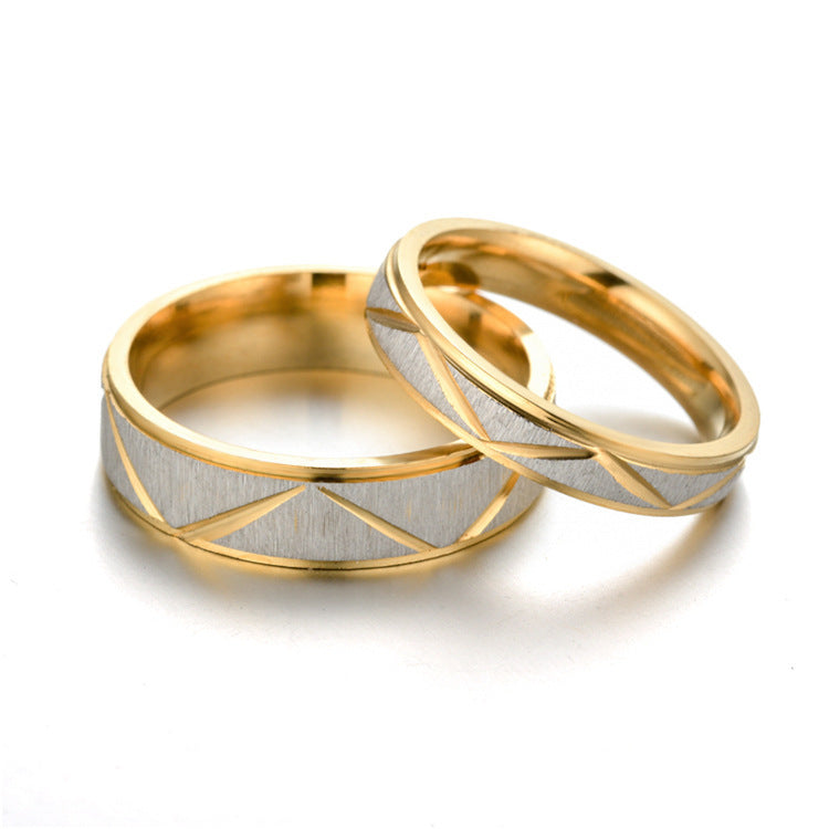Wholesale Stainless Steel Ring Two-color K-gold Couple Ring