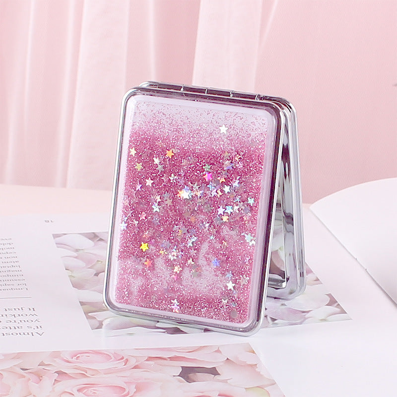 Wholesale Quicksand Double-sided Mirror Cute Portable Makeup Mirror ACC-MR-YouTu001