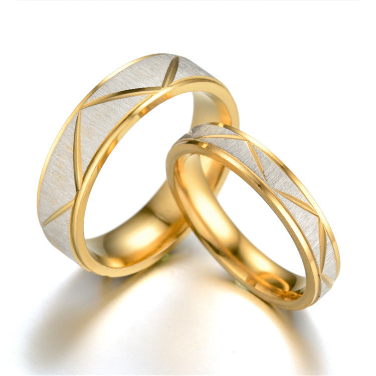 Wholesale Stainless Steel Ring Two-color K-gold Couple Ring