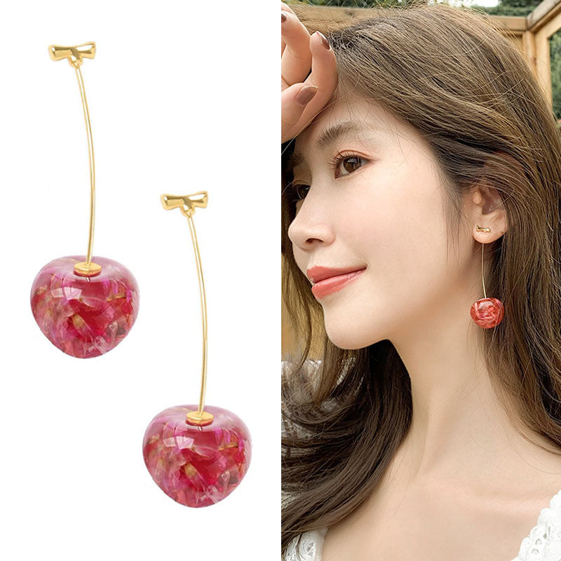 Wholesale  dried flower cherry earrings