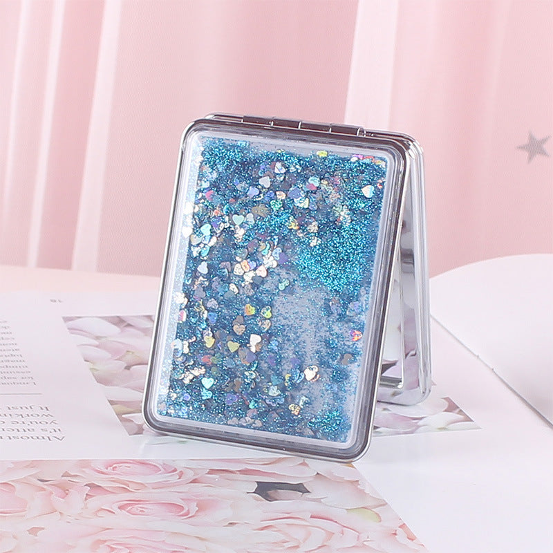 Wholesale Quicksand Double-sided Mirror Cute Portable Makeup Mirror ACC-MR-YouTu001