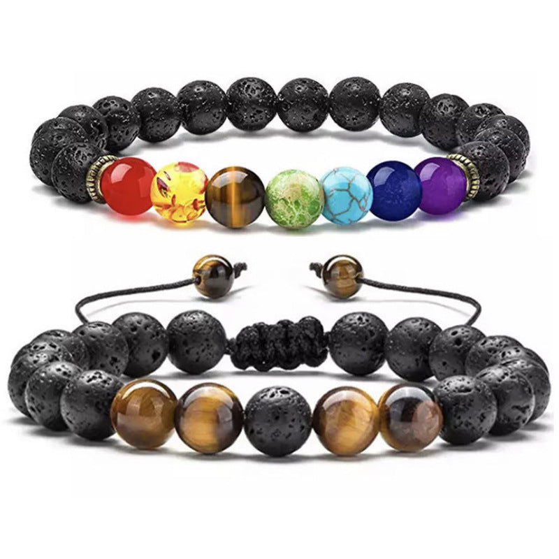 Wholesale Alloy Bracelet Colorful Volcanic Stone Turquoise Tiger Eye Yoga Braided Bracelet ACC-BT-zhixiang001
