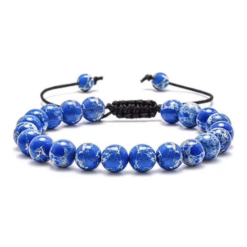 Braccialetto tessuto yoga di pietra vulcanica colorata turchese braccialetto di gioielli in lega all'ingrosso 5 pezzi