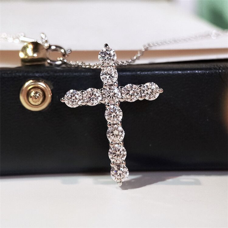Wholesale cross  full diamond clavicle chain necklaces