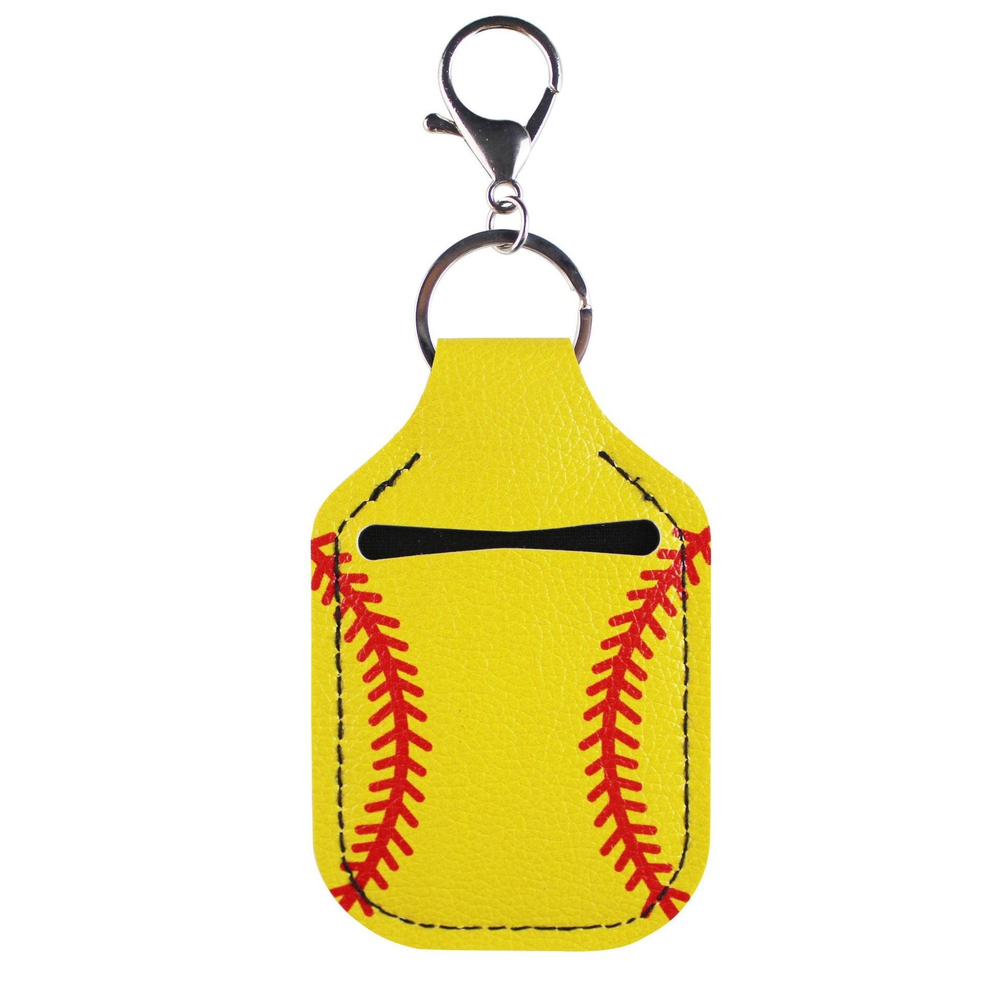 Wholesale Football Baseball Basketball Hand Sanitizer Leather Case Keychain Chapstick Holder