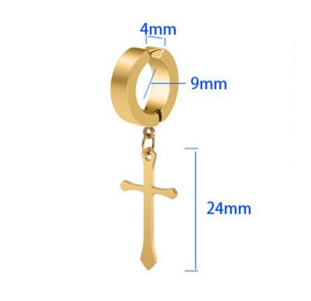 Wholesale cross pendant curved steel titanium earrings