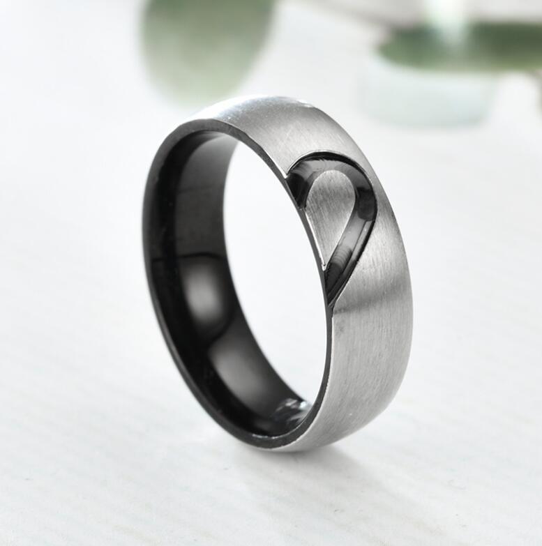 Wholesale love heart-shaped stainless steel couple ring