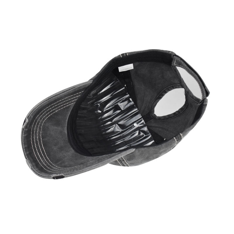 Wholesale Washed Cotton Tail Baseball Cap Star Hole Trendy Bent Brim Duckbill Hat