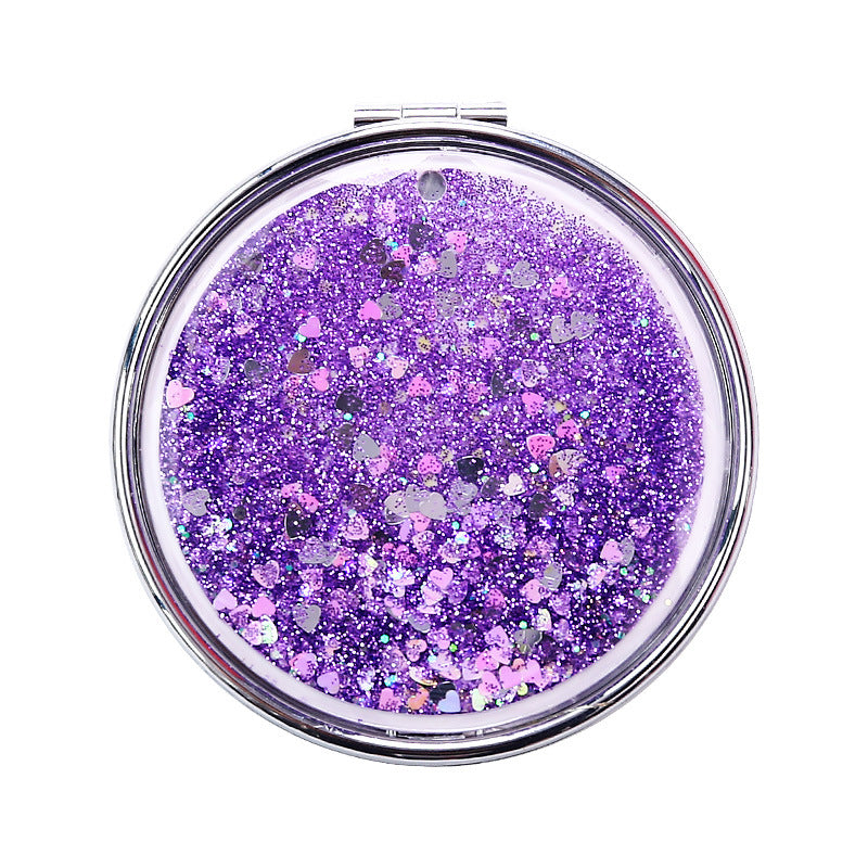 Wholesale Quicksand Double-sided Mirror Cute Portable Makeup Mirror ACC-MR-YouTu001