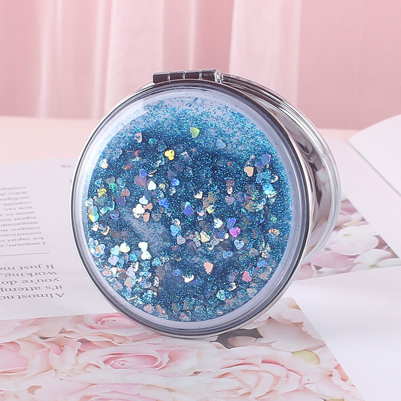Wholesale Quicksand Double-sided Mirror Cute Portable Makeup Mirror ACC-MR-YouTu001