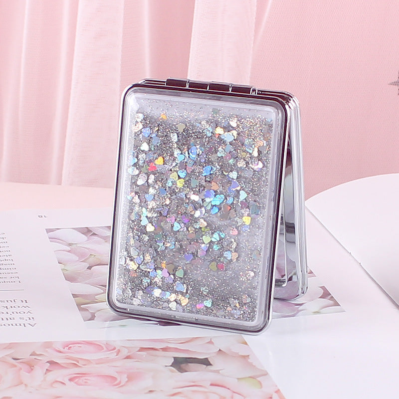 Wholesale Quicksand Double-sided Mirror Cute Portable Makeup Mirror ACC-MR-YouTu001