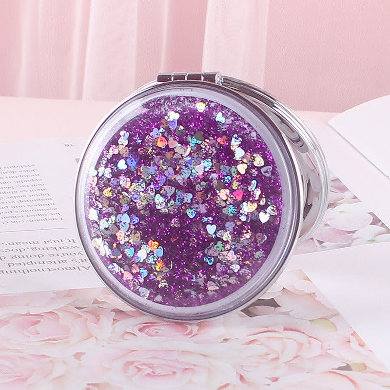 Wholesale Quicksand Double-sided Mirror Cute Portable Makeup Mirror ACC-MR-YouTu001