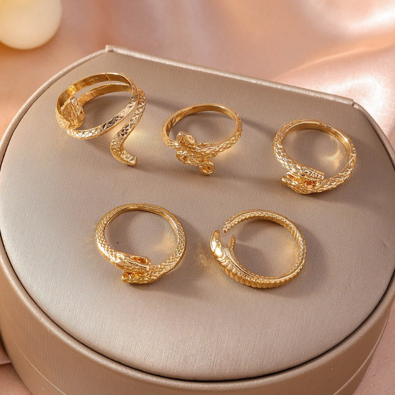 Wholesale 5pcs/set Fashion Zodiac Animal Snake Rings ACC-RS-YueSen003