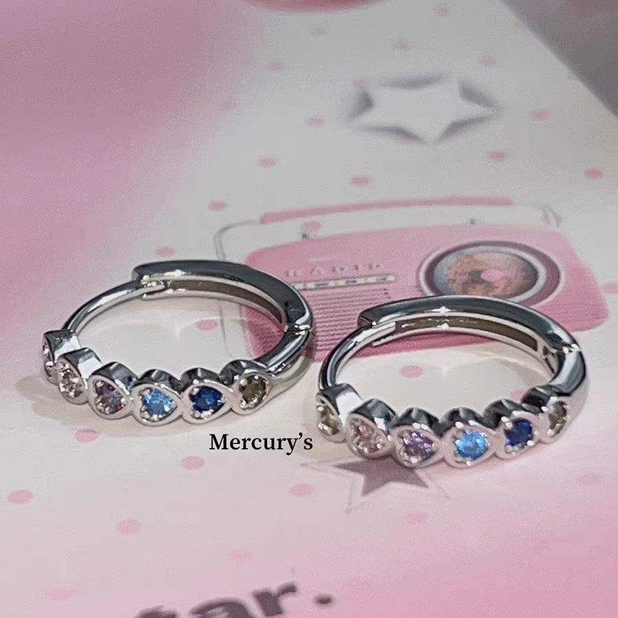 Wholesale Mercurys Colorful Zircon Heart Design Earrings  ACC-ES-Qiuy001