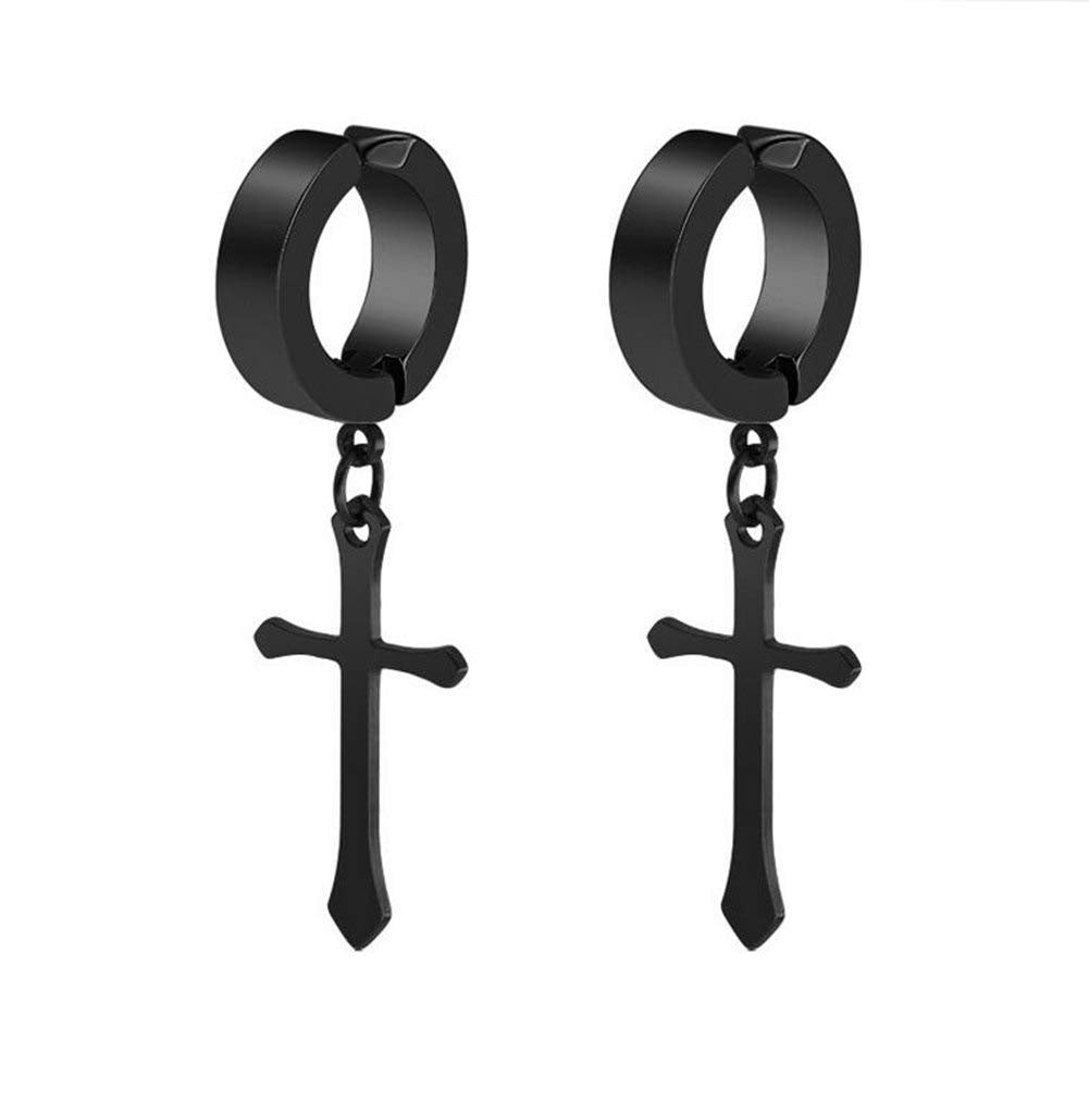 Wholesale cross pendant curved steel titanium earrings