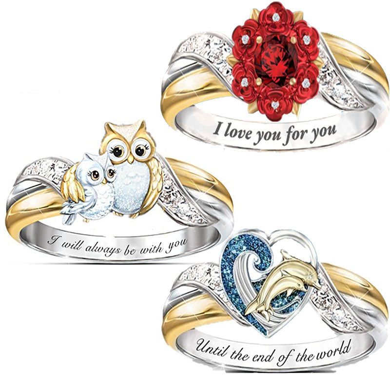 Wholesale Metal Dolphin Heart Ring for Women Fashion Jewelry Accessory Gift