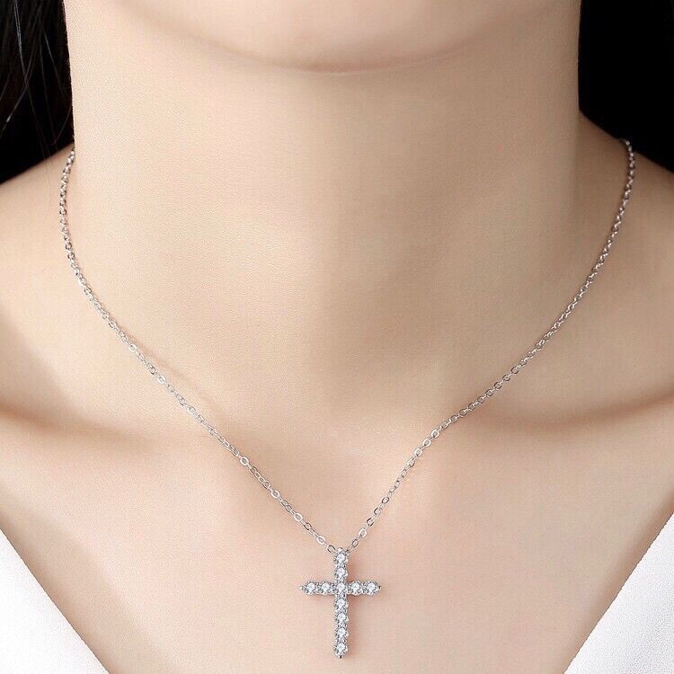 Wholesale cross  full diamond clavicle chain necklaces