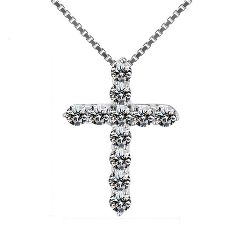 Wholesale cross  full diamond clavicle chain necklaces