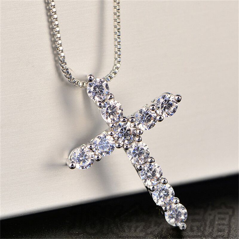 Wholesale cross  full diamond clavicle chain necklaces