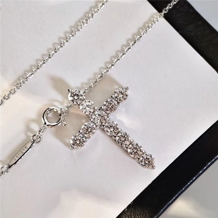 Wholesale cross  full diamond clavicle chain necklaces