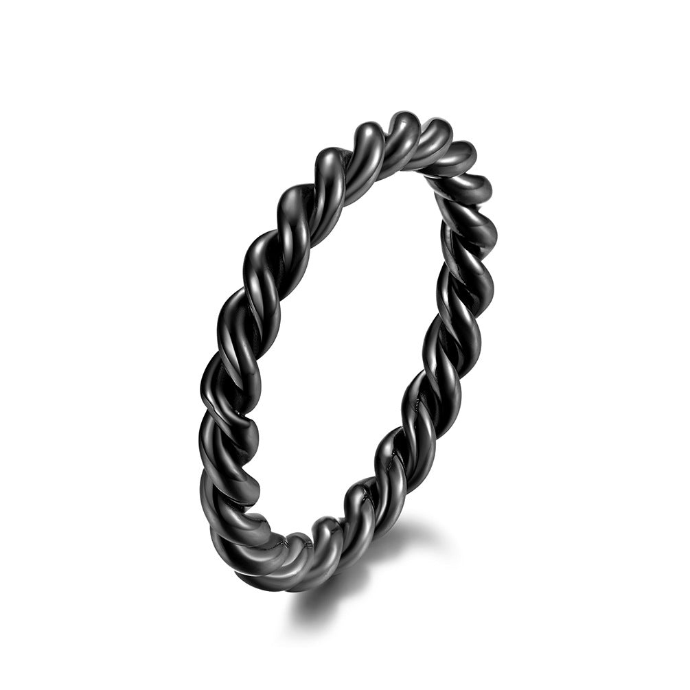 Wholesale Trendy Titanium Steel Braided Twist Ring Unisex Minimalist Couple Band Jewelry Accessory