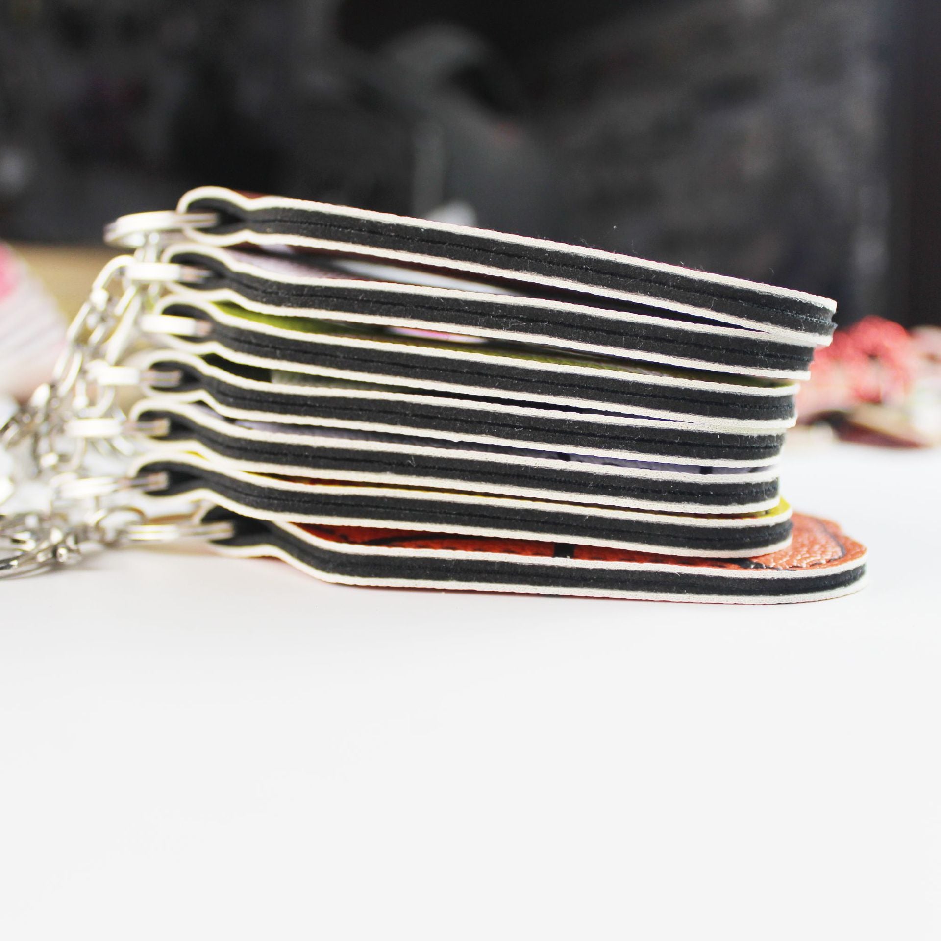 Wholesale Football Baseball Basketball Hand Sanitizer Leather Case Keychain Chapstick Holder