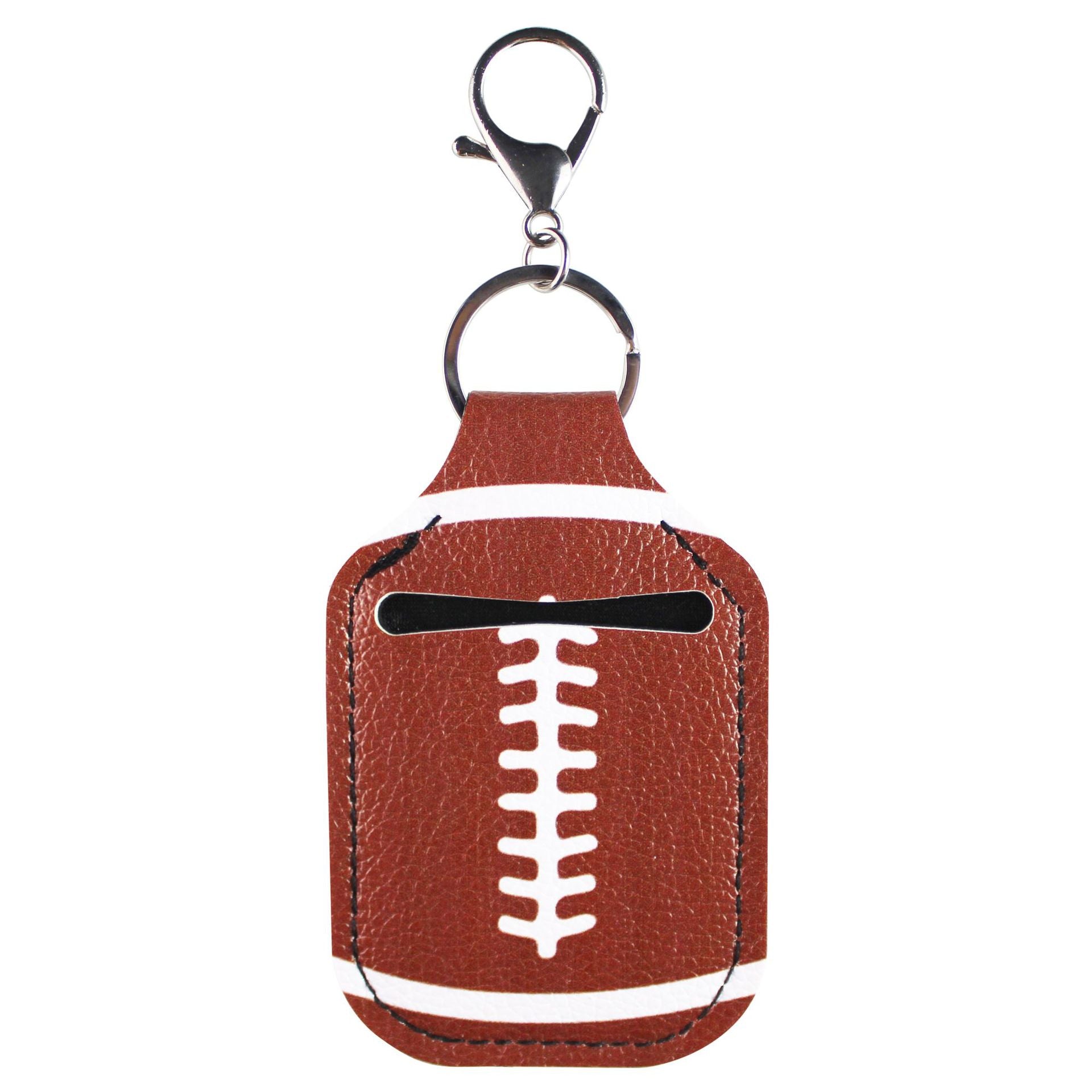 Wholesale Football Baseball Basketball Hand Sanitizer Leather Case Keychain Chapstick Holder