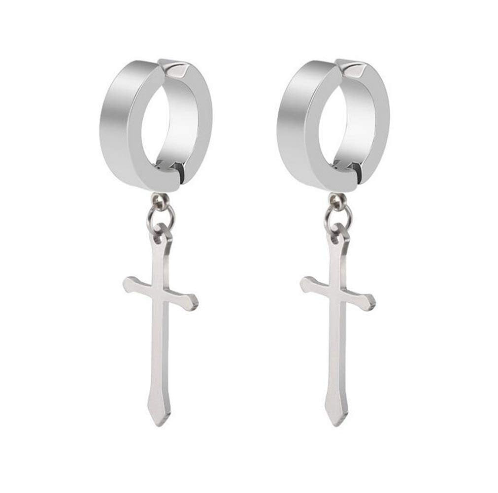 Wholesale cross pendant curved steel titanium earrings