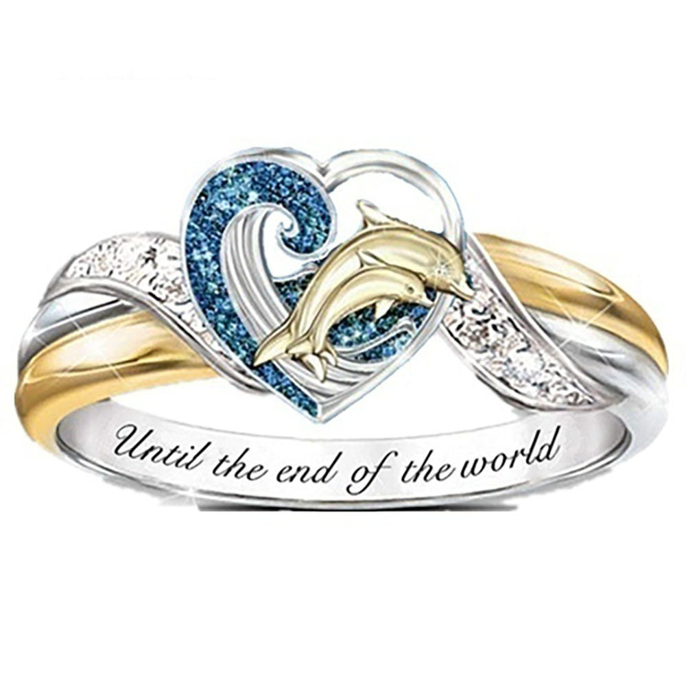 Wholesale Metal Dolphin Heart Ring for Women Fashion Jewelry Accessory Gift
