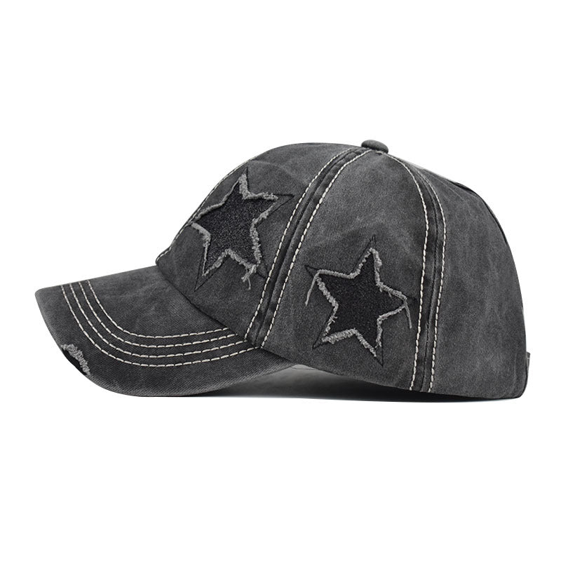 Wholesale Washed Cotton Tail Baseball Cap Star Hole Trendy Bent Brim Duckbill Hat