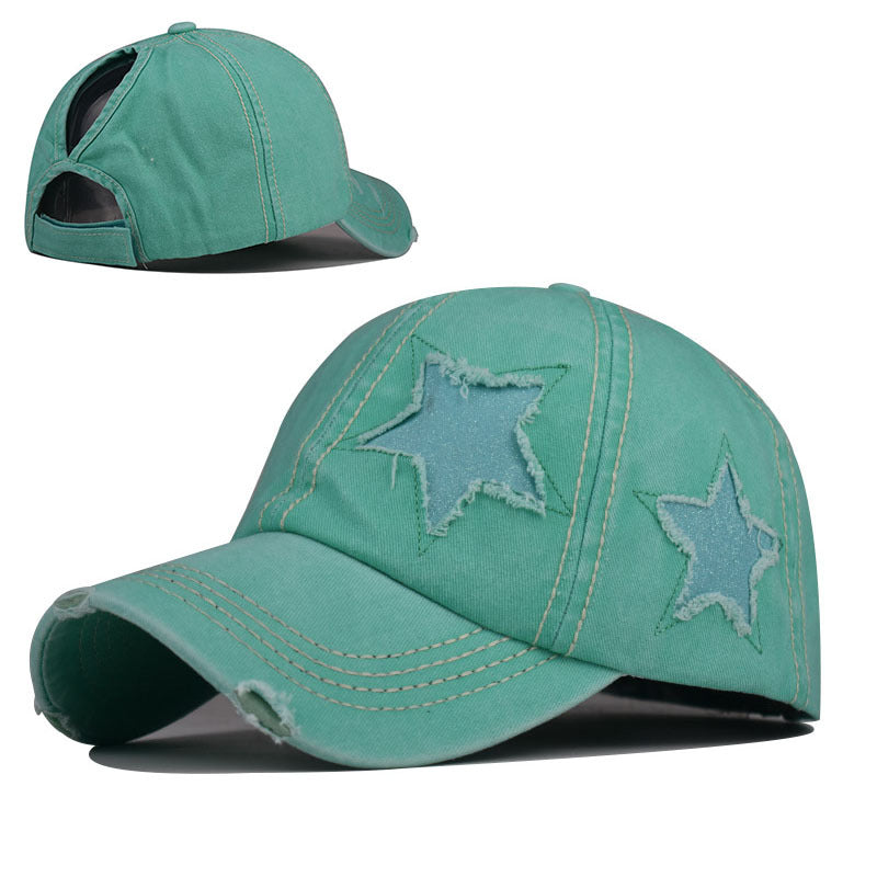 Wholesale Washed Cotton Tail Baseball Cap Star Hole Trendy Bent Brim Duckbill Hat