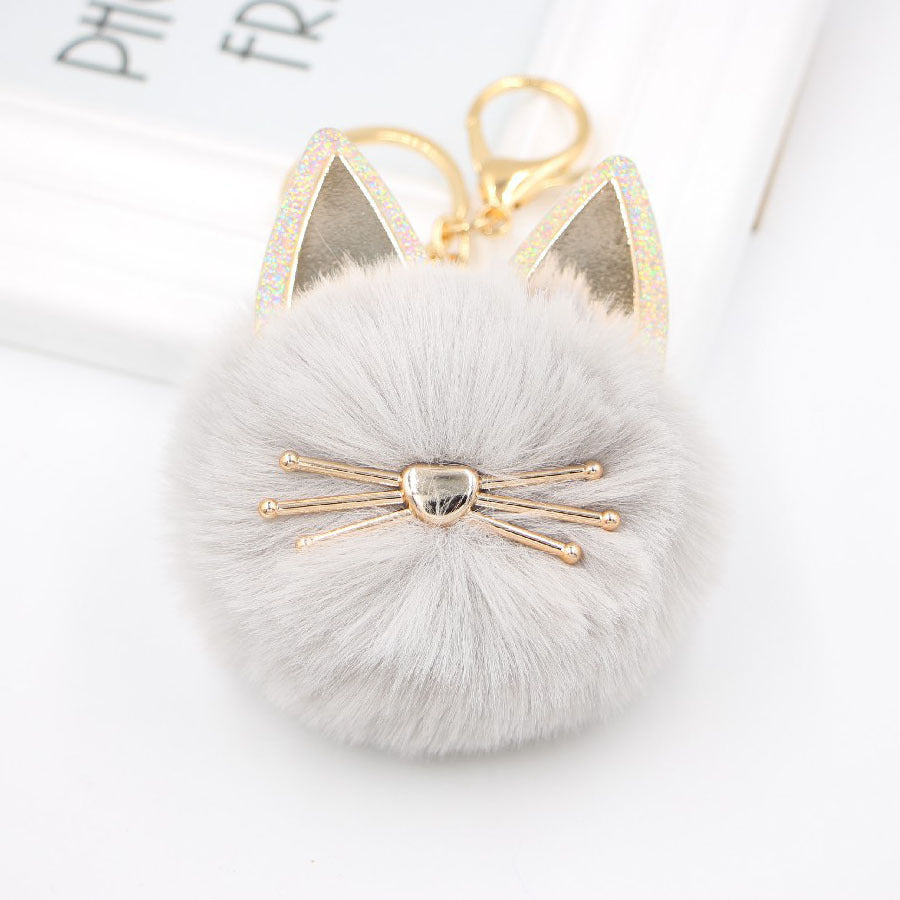 Wholesale Cute Girls Cat Fur Ball Keychains ACC-KC-Zuge011