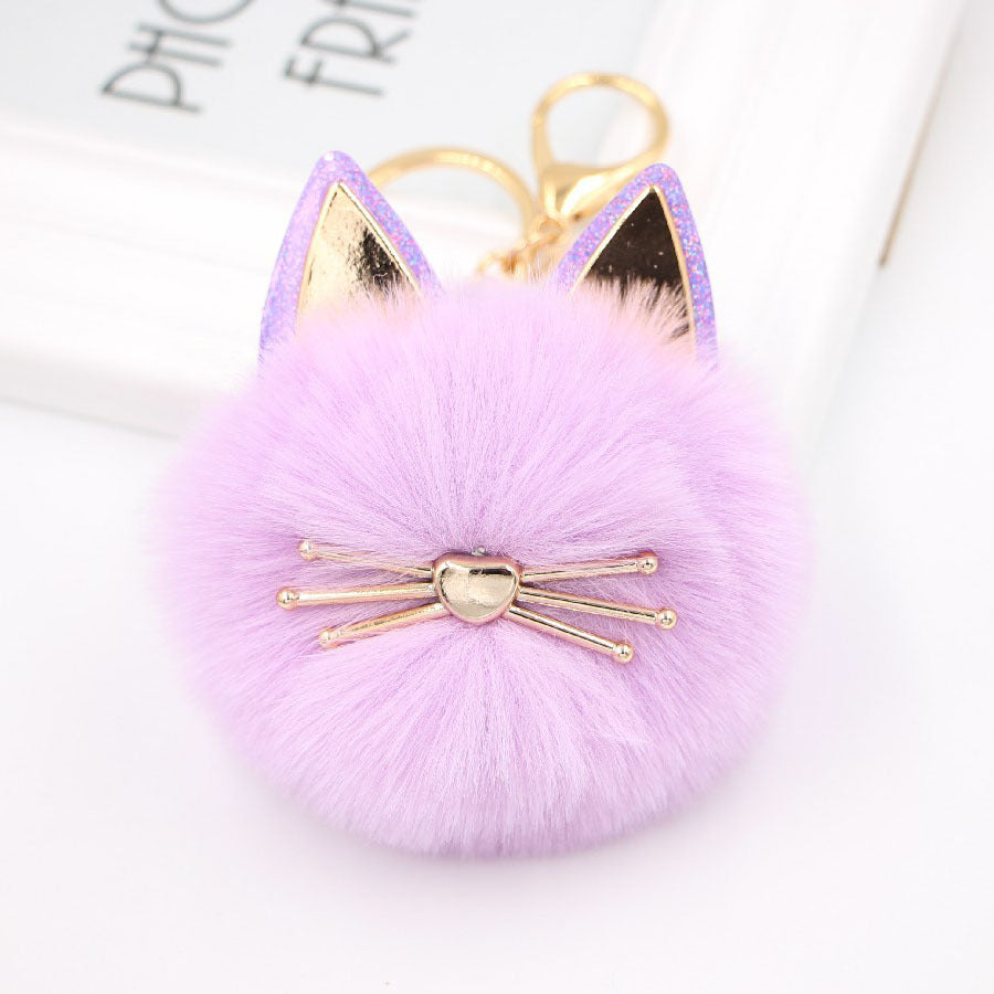 Wholesale Cute Girls Cat Fur Ball Keychains ACC-KC-Zuge011