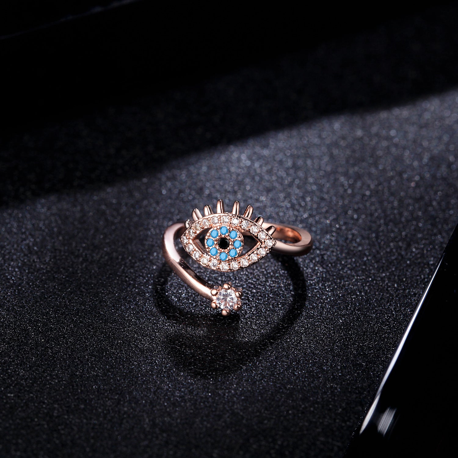 Wholesale Copper Electroplated Evil Eye Ring Gold Open Adjustable Unisex Fashion Accessory Gift