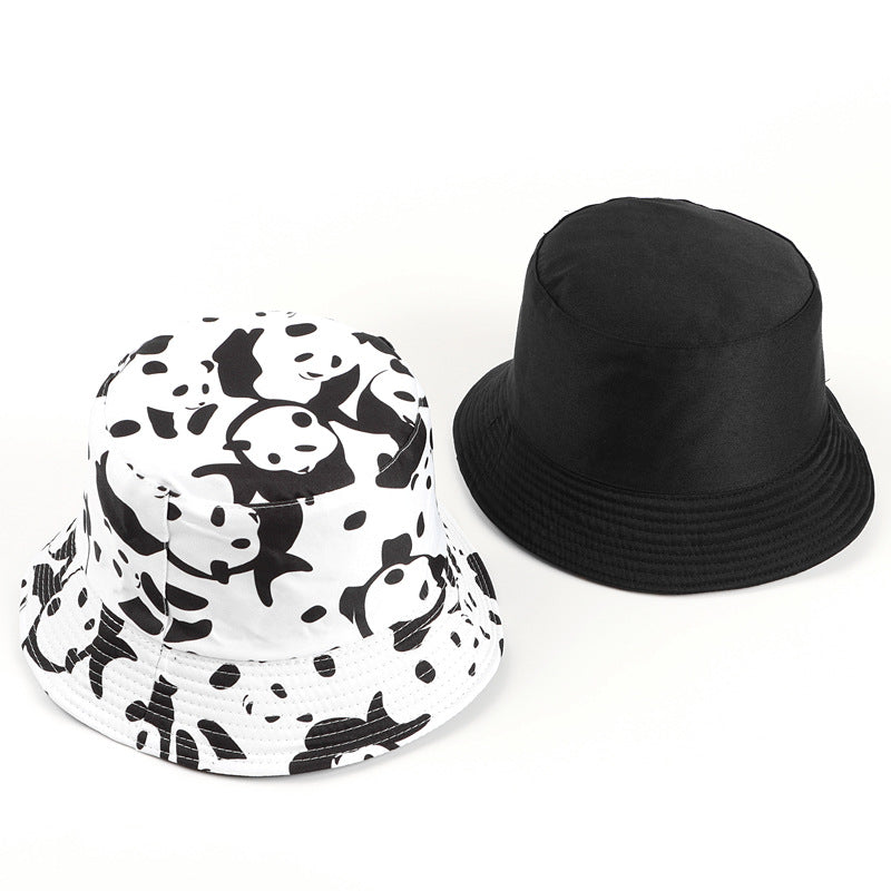 Wholesale Cartoon Panda Bucket Hat Cow Double Sided Flat Top ACC-HT-LueLan011