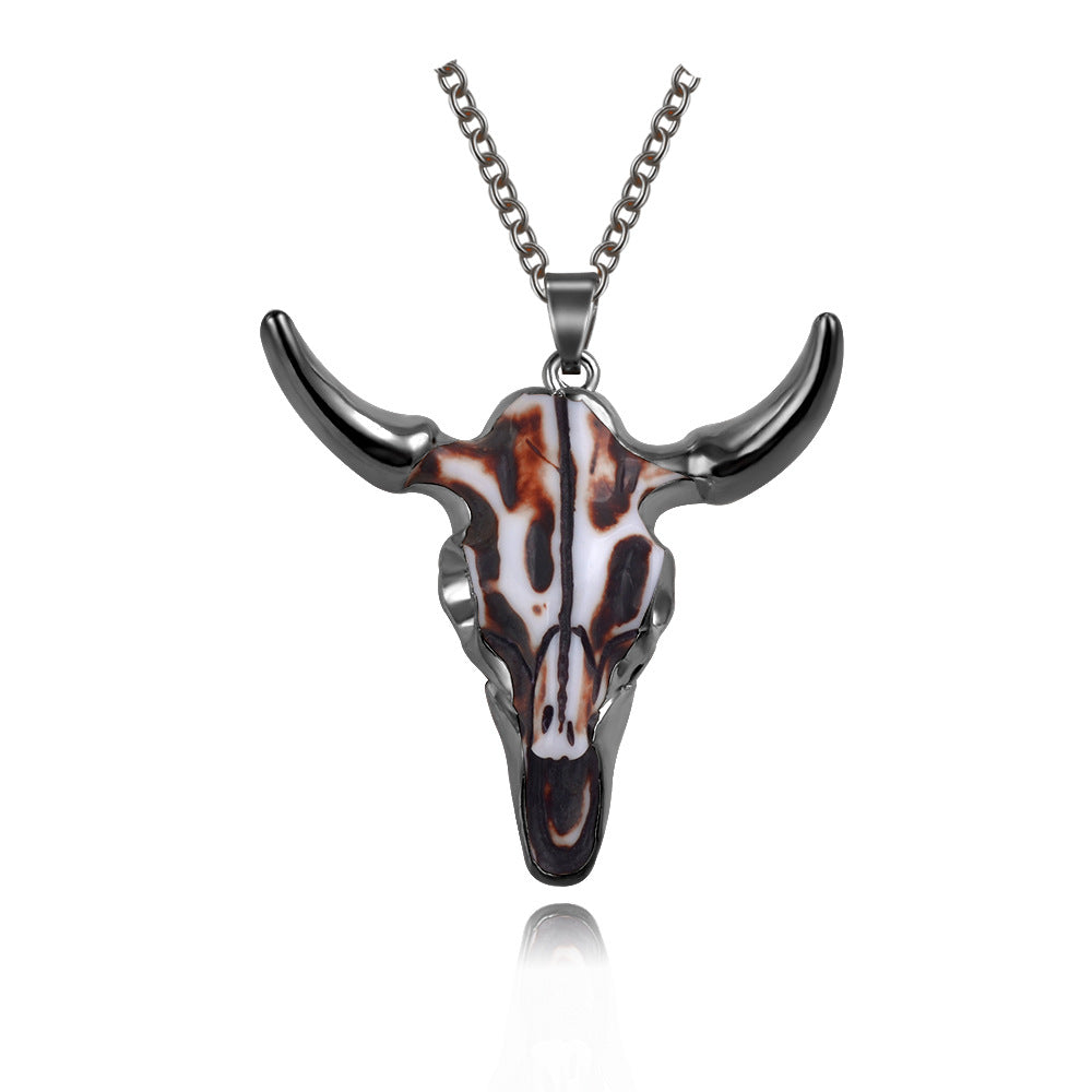 Wholesale Vintage Gold Bull Head Big Pendant Sweater Chain Necklace ACC-NE-MiYi001