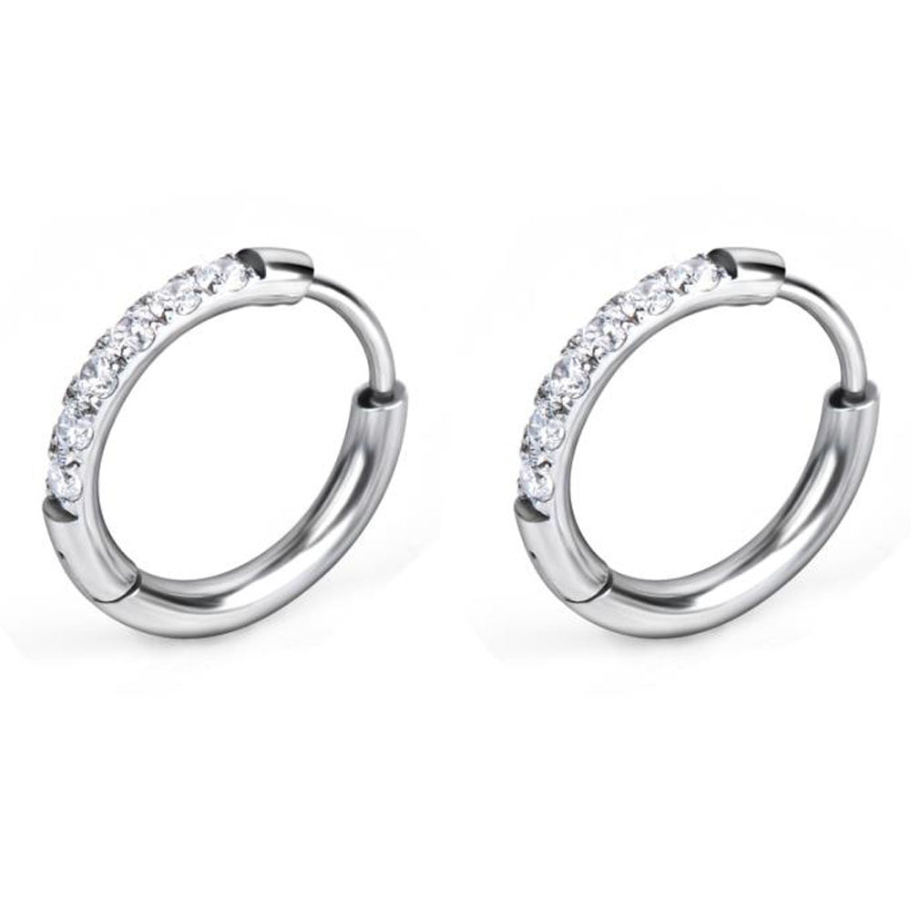 Wholesale  Stainless Steel  Sparkling Crystal Earrings