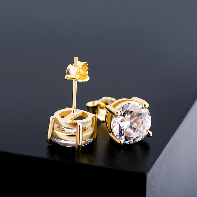 Wholesale 4/6/8mm Round Zircon S925 Silver Earrings ACC-ES-JIna001