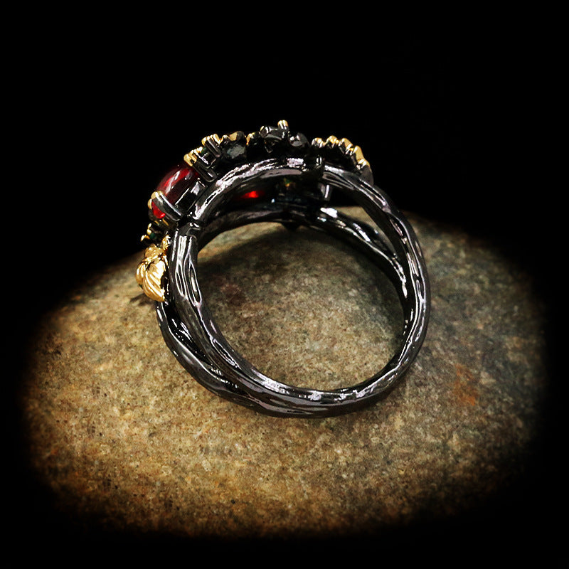 Wholesale  fashion popular colorful flower Angel two-color ring