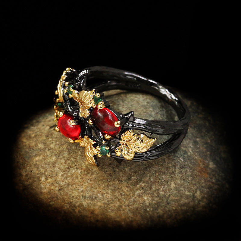 Wholesale  fashion popular colorful flower Angel two-color ring