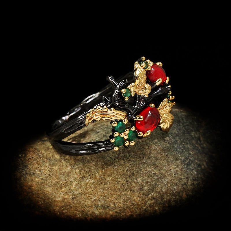 Wholesale  fashion popular colorful flower Angel two-color ring