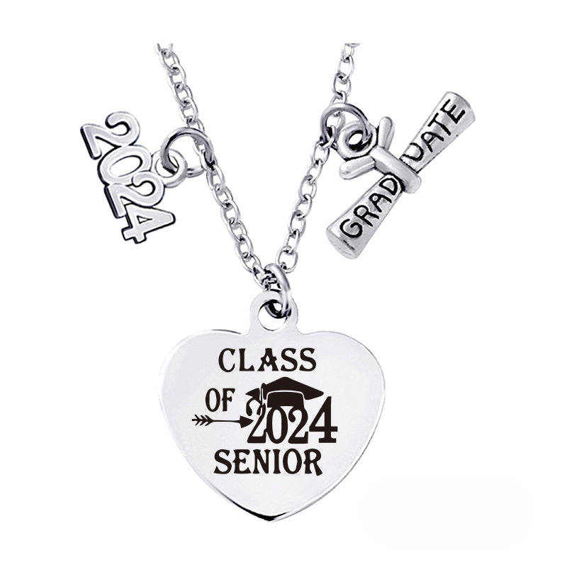 Wholesale Love Pendant 2024 Graduation Season Gift Titanium Steel Necklace ACC-NE-Ganggu001
