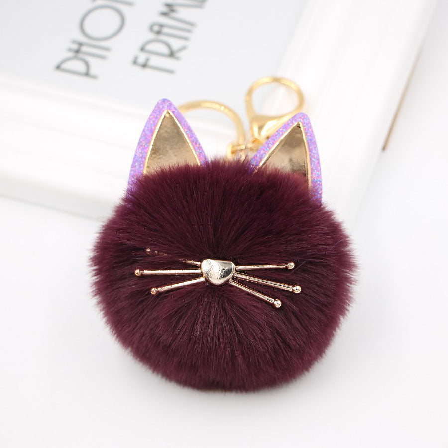Wholesale Cute Girls Cat Fur Ball Keychains ACC-KC-Zuge011