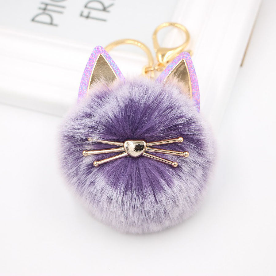 Wholesale Cute Girls Cat Fur Ball Keychains ACC-KC-Zuge011