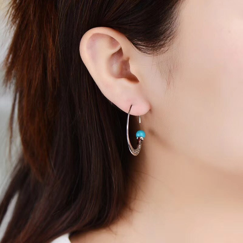 Wholesale  goods punk-style turquoise earrings  vintage embossed earrings
